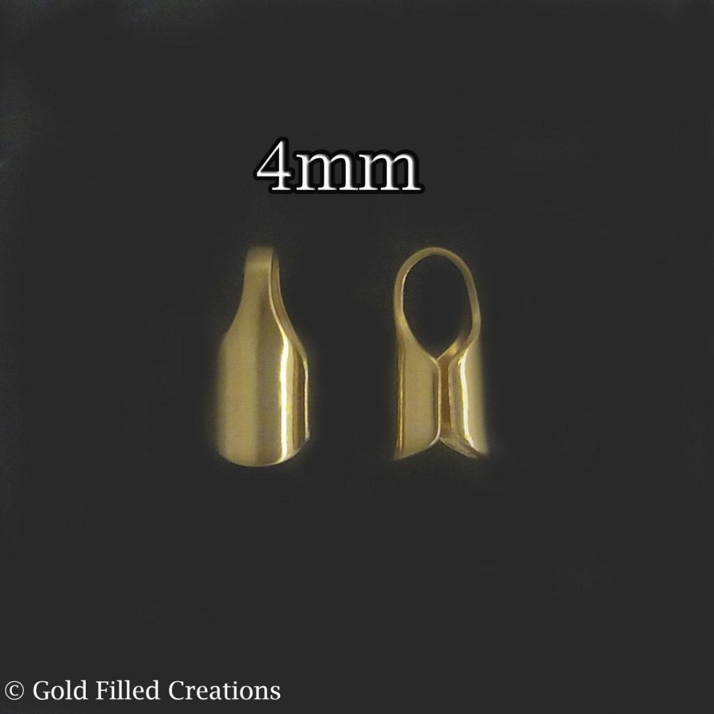 Gold filled end caps 4mm , 10 30 100 pieces 25 discount , gold Leather