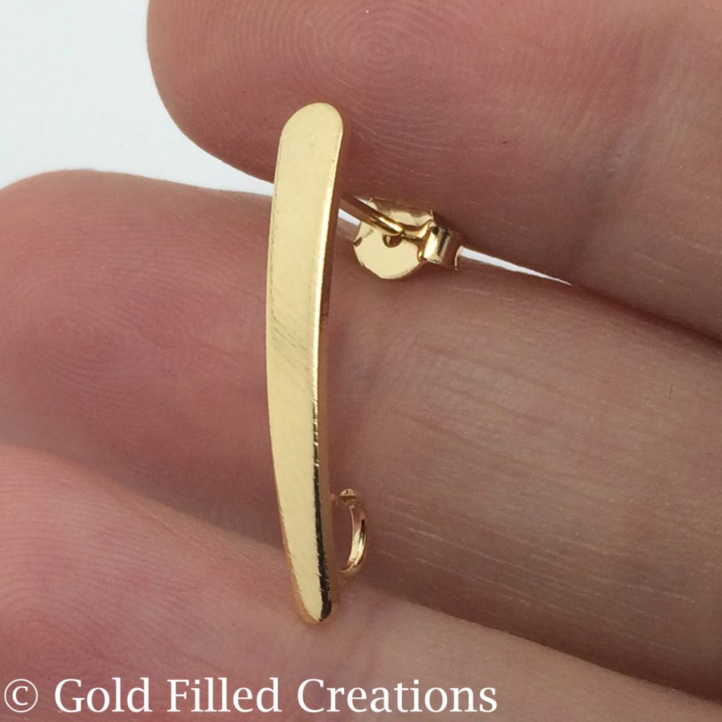 Gold filled Bar Stud Earrings , 4 10 30 pcs 20 discount , gold curved