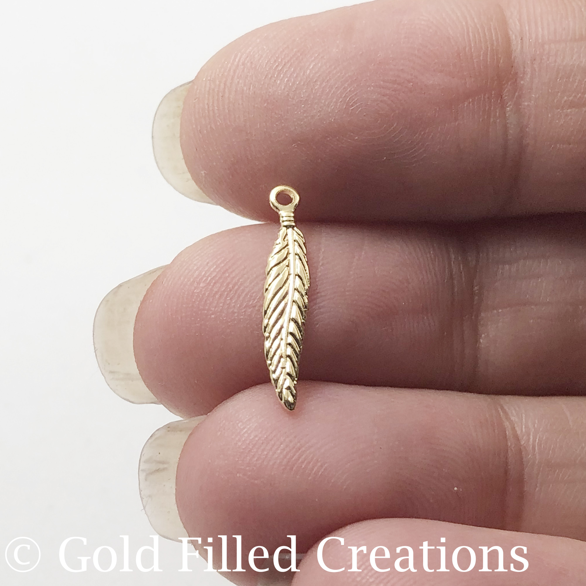 Gold filled charms Feather , 5 25 50 150pcs 30% discount , gold Feather  Pendant , gold fill charms pendants Feather , jewellery making findings ,  gold