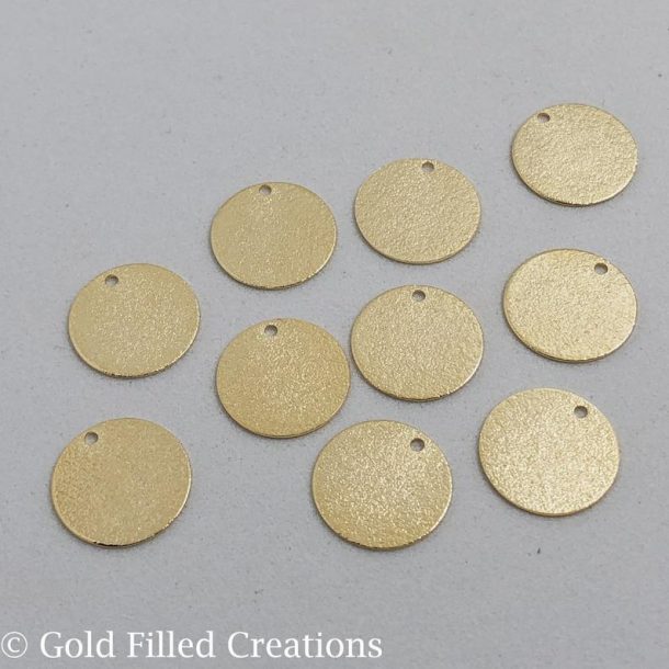 Gold Filled Textured round disc charms , 5 15 50 pieces 20 discount