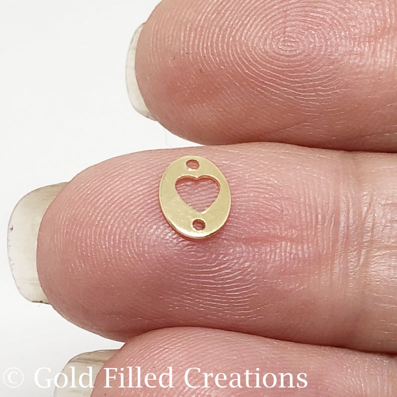 gold heart connectors 10 50 100pcs 20/%OFF Gold filled heart connectors charms bulk Small heart connector Gold fill Tiny heart charm