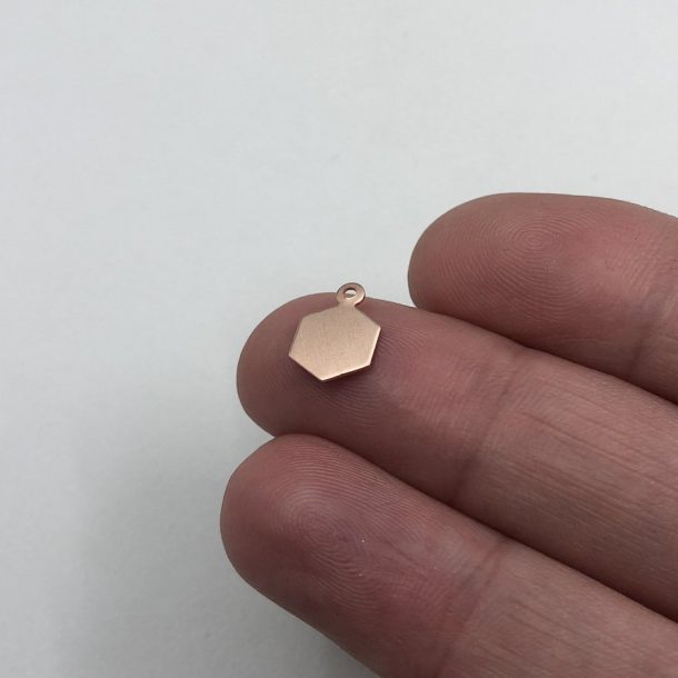 Rose Gold Filled Hexagon Tag charms Stamping Blank 7.5mm ,10 50 pcs 15