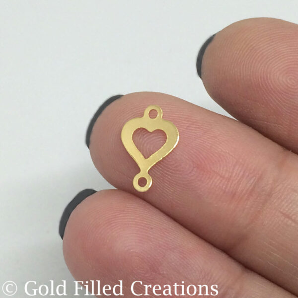 Gold Filled Charm Heart Connectors