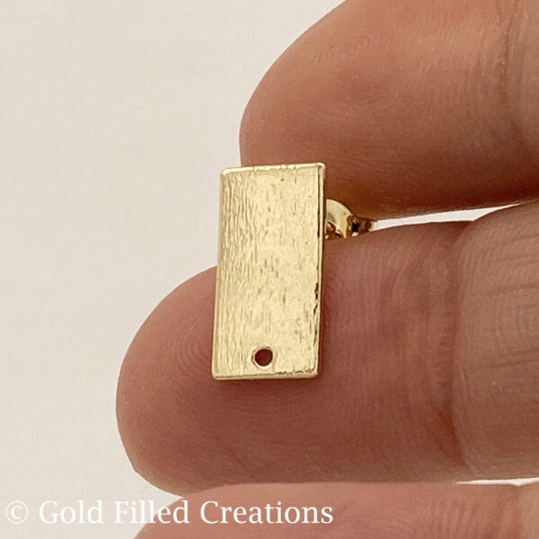 Gold Filled Rectangle Earrings Studs Brushed