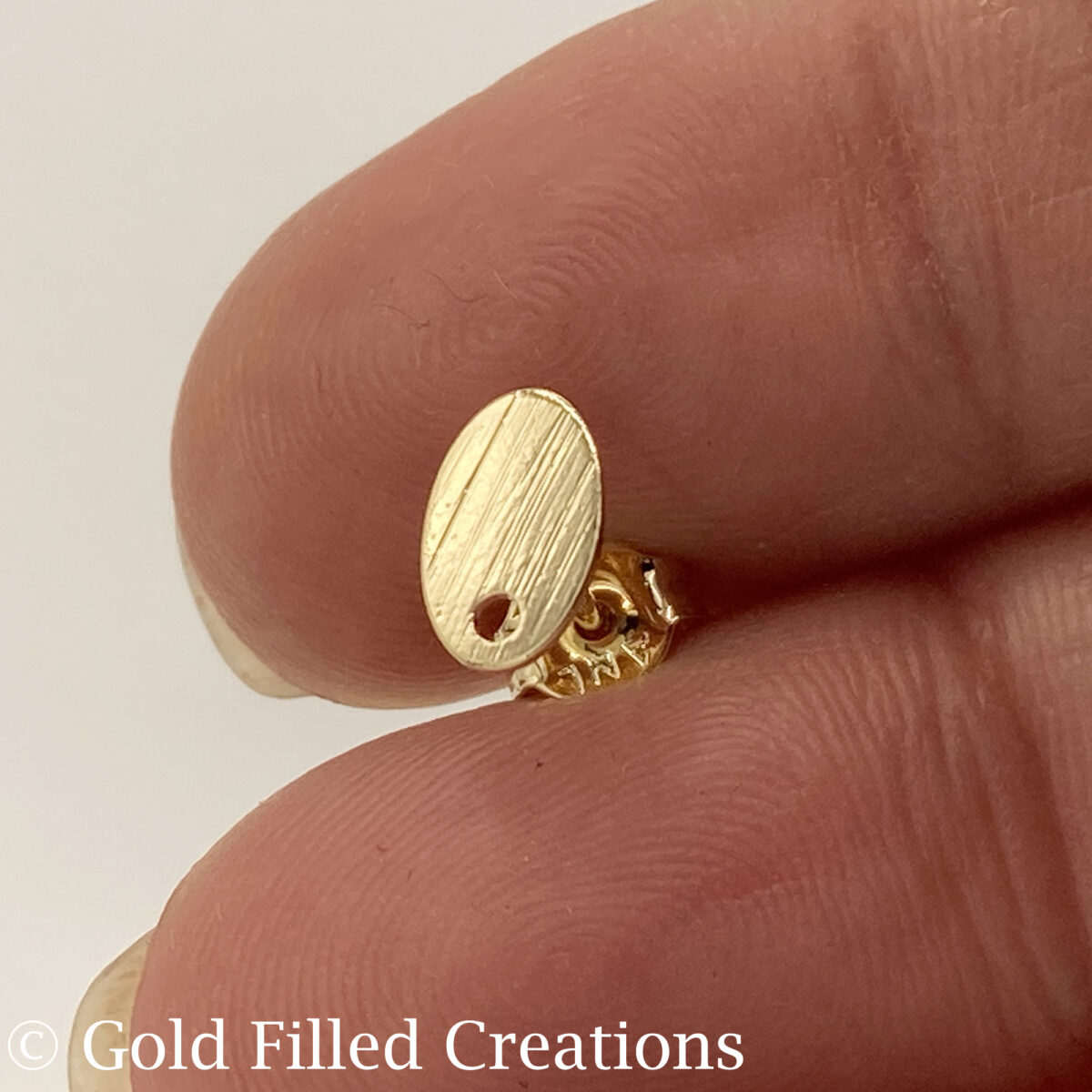 Gold Filled Stud Earrings Oval Brushed