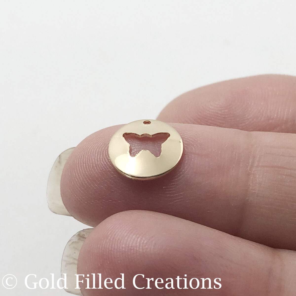 Gold Filled charms Butterfly Round 10mm