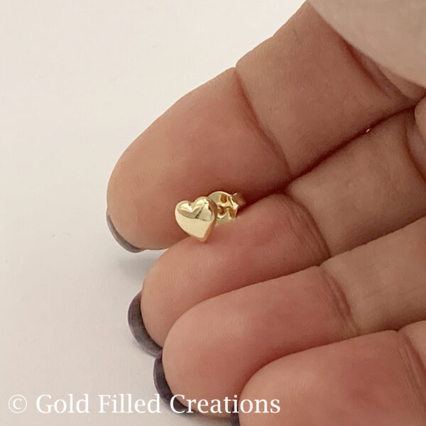 Gold Filled Tiny Heart Stud Earrings