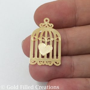 Gold Filled Bird Cage Charms Pendant